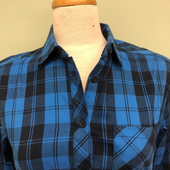 BC Clothing | Women's Plaid Dress | Blue & Black Plaid | Size Small - Picture 4 of 5